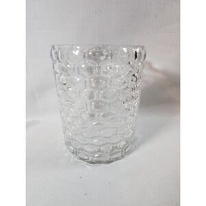 Clear Textured Glass Vase/Utensil Holder Honeycomb Hex Pattern 6" Tall‎